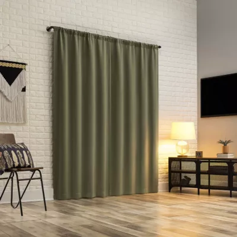 Sun Zero Bergen Rod Pocket 100% Blackout Single Curtain Panel