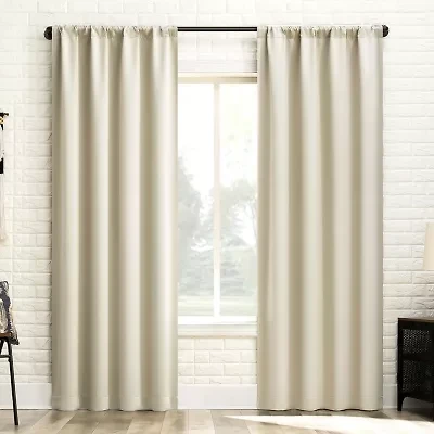 Sun Zero Bergen Rod Pocket 100% Blackout Single Curtain Panel
