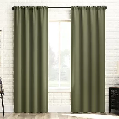 Sun Zero Bergen Rod Pocket 100% Blackout Single Curtain Panel