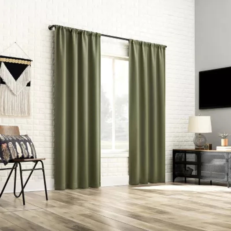 Sun Zero Bergen Rod Pocket 100% Blackout Single Curtain Panel