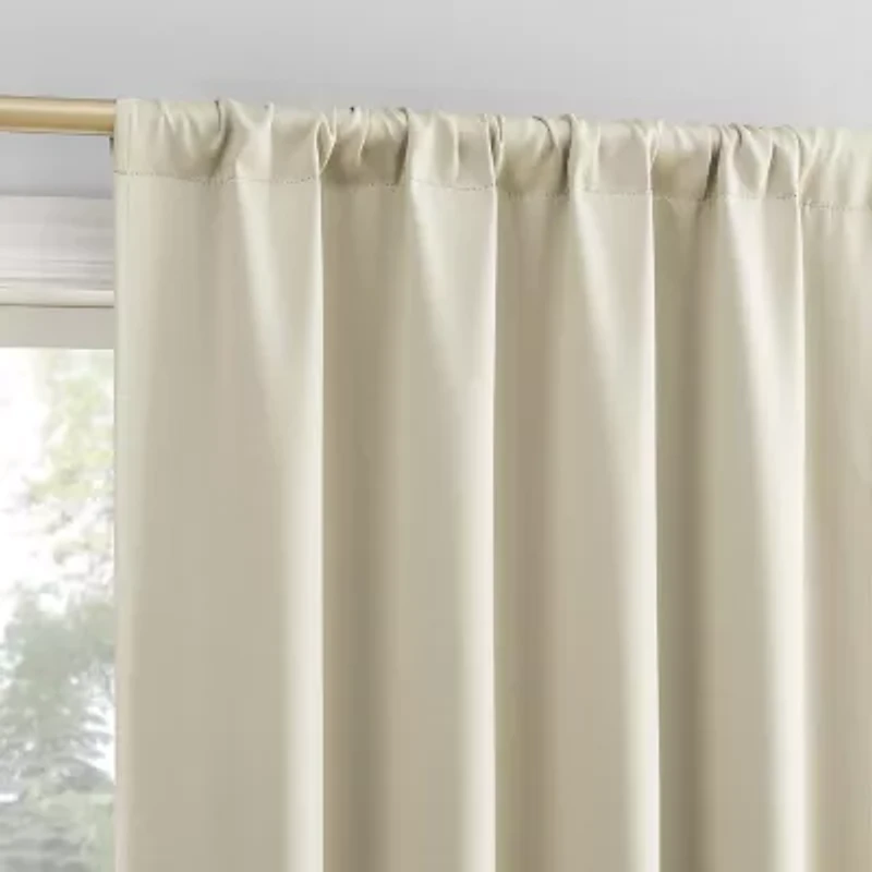 Sun Zero Bergen Rod Pocket 100% Blackout Single Curtain Panel