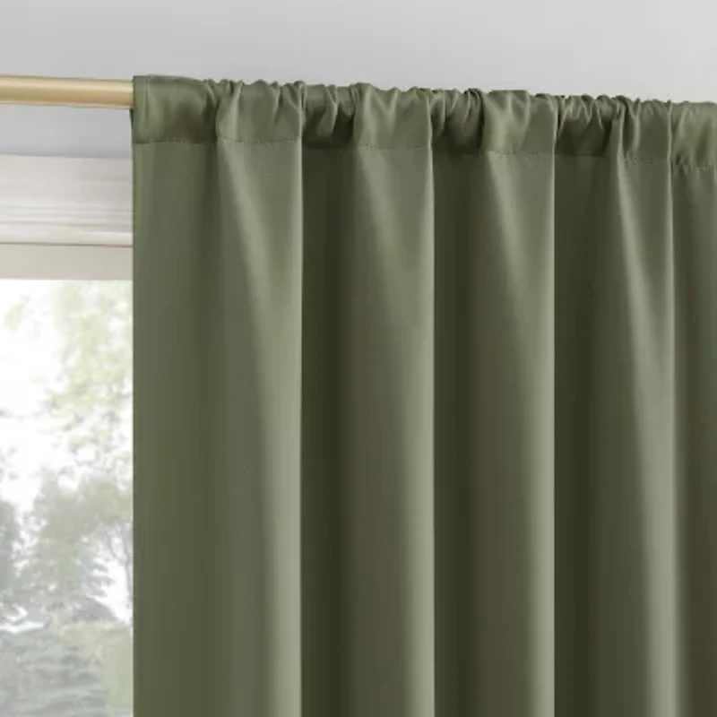Sun Zero Bergen Rod Pocket 100% Blackout Single Curtain Panel