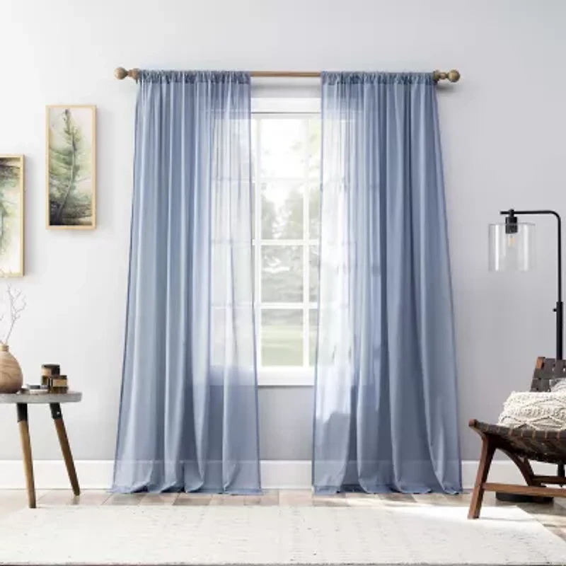 Archaeo Coralie Rod Pocket Sheer Single Curtain Panel