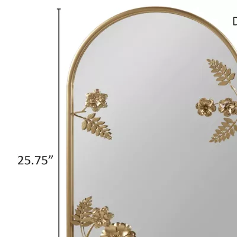 Madison Park 25.75 Adaline Arched Metal Floral Wall Mount Wall Mirror