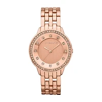 Liz Claiborne® Womens Rose-Tone Watch with Crystals