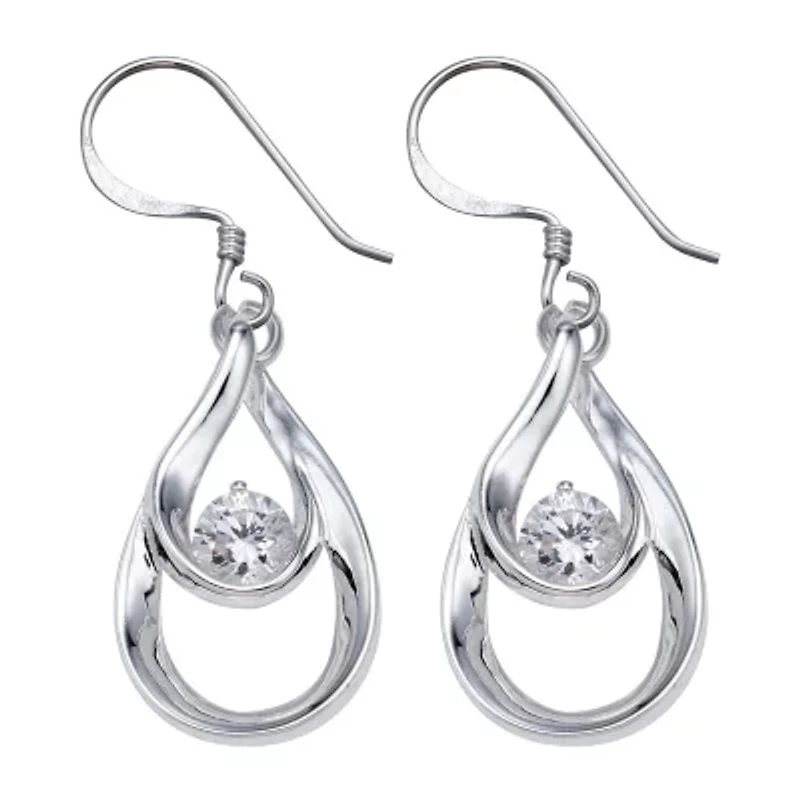 Sterling Silver Cubic Zirconia Teardrop Earrings      