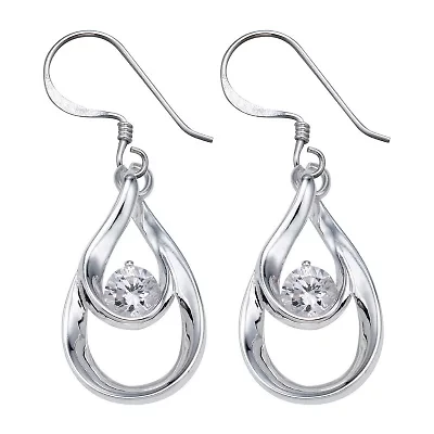 Sterling Silver Cubic Zirconia Teardrop Earrings      