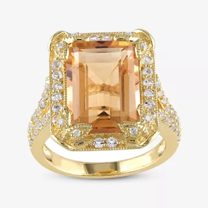 Genuine Citrine, White Topaz and Diamond-Accent Ring