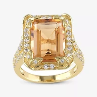 Genuine Citrine, White Topaz and Diamond-Accent Ring