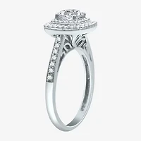 Signature By Modern Bride (H-I / I1) Womens 1 1/2 CT. T.W. Lab Grown White Diamond 10K Gold Cushion Side Stone Halo Engagement Ring