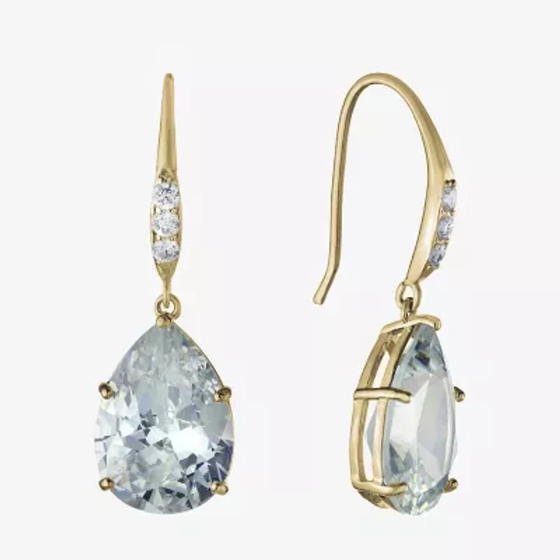Sparkle Allure Womens Cubic Zirconia 14K Gold Over Brass Oval Drop Earrings
