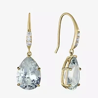 Sparkle Allure Womens Cubic Zirconia 14K Gold Over Brass Oval Drop Earrings