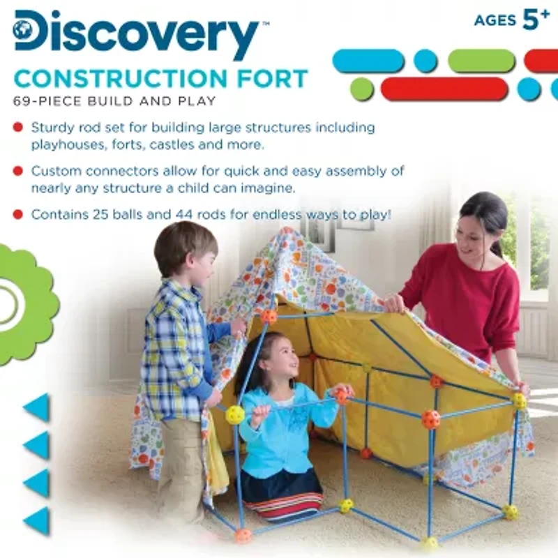 Discovery Kids Flexible Construction Fort with 44 Rods & 25 Connector Blocks, , 69-piece, Age 5+