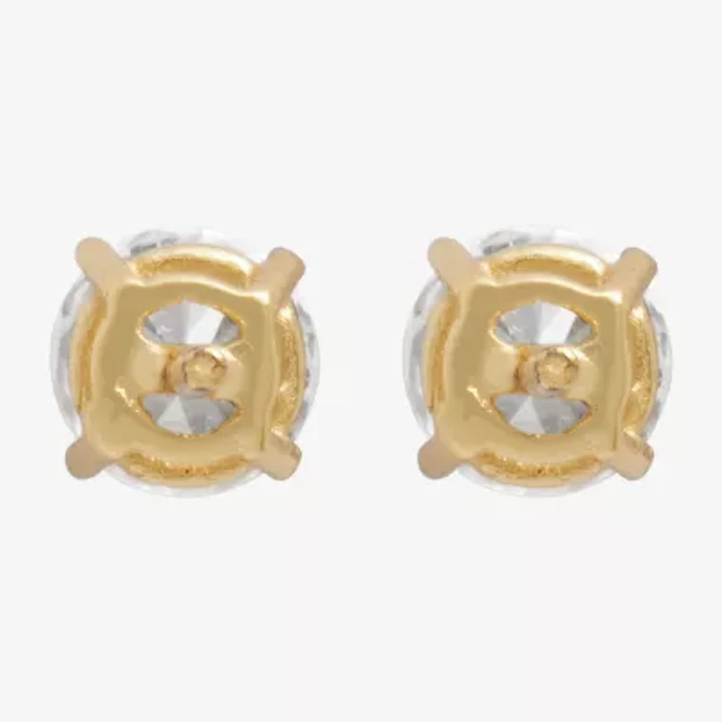 Silver Treasures Cubic Zirconia 14K Gold Over Silver 4.8mm Round Stud Earrings