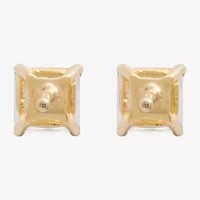 Silver Treasures Cubic Zirconia 14K Gold Over Silver 4.5mm Square Stud Earrings