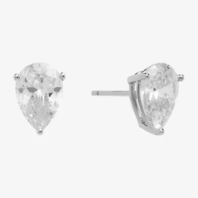 Silver Treasures Cubic Zirconia Sterling Silver 10.4mm Stud Earrings