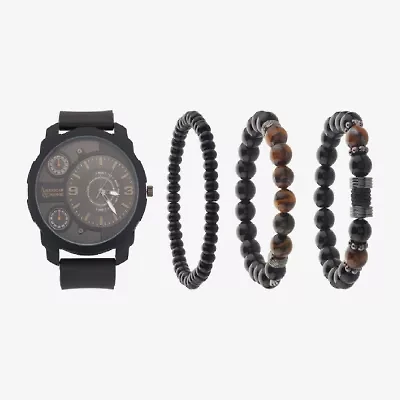 American Exchange Mens Chronograph Black 4-pc. Watch Boxed Set 8034b-42-G02