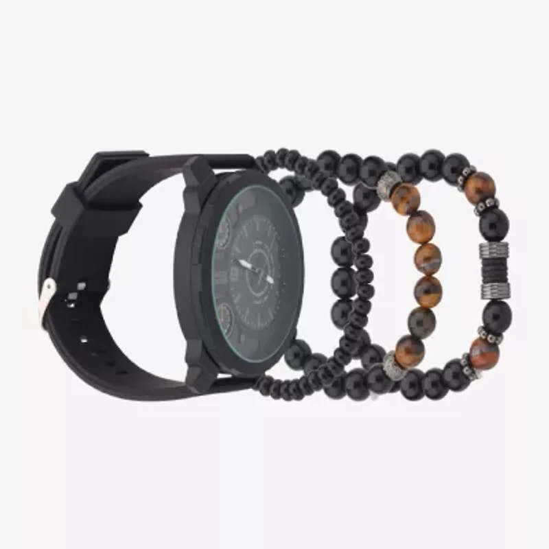 American Exchange Mens Chronograph Black 4-pc. Watch Boxed Set 8034b-42-G02