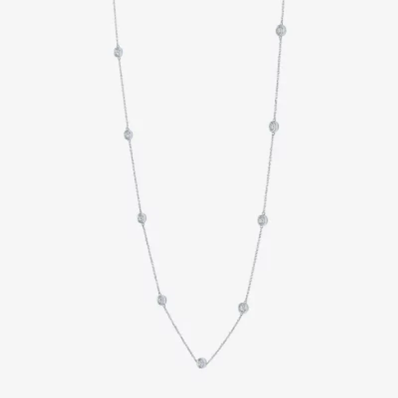 Diamond Addiction (G-H / Si2-I1) Womens White 10K Gold 18 Inch Tennis Necklace