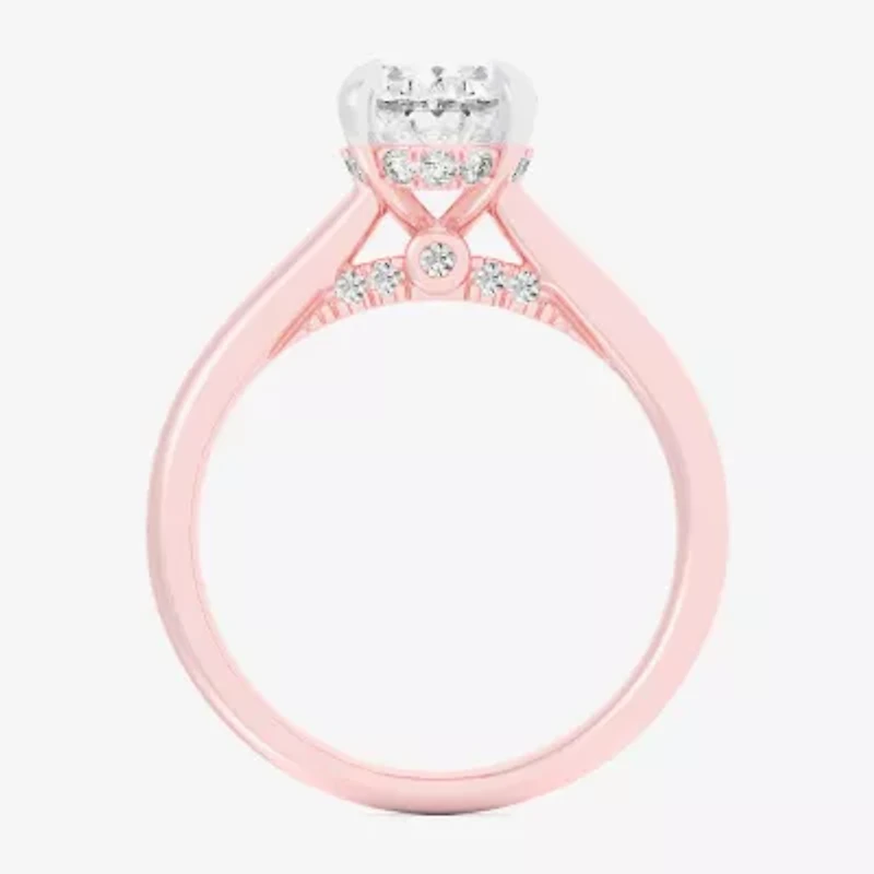 (G-H / Si1-Si2) Womens 2 1/5 CT. T.W. Lab Grown White Diamond 14K Gold Oval Engagement Ring