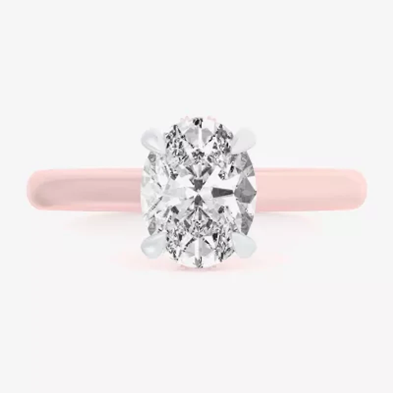 (G-H / Si1-Si2) Womens 2 1/5 CT. T.W. Lab Grown White Diamond 14K Gold Oval Engagement Ring