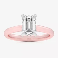 (G-H / SI1-SI2) Womens 2 1/5 CT. T.W. Lab Grown White Diamond 14K Gold Emerald Solitaire Engagement Ring