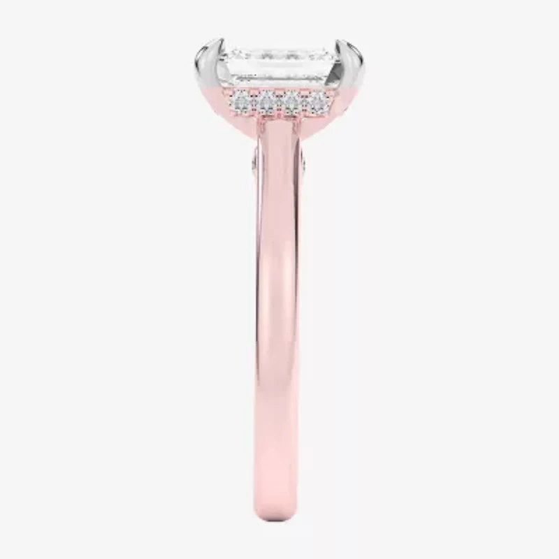 (G-H / SI1-SI2) Womens 2 1/5 CT. T.W. Lab Grown White Diamond 14K Gold Emerald Solitaire Engagement Ring