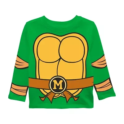 Toddler Boys Round Neck Long Sleeve Regular Fit Teenage Mutant Ninja Turtles Graphic T-Shirt