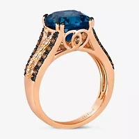 Le Vian® Ring featuring 4 1/2 CT. Deep Sea Blue Topaz™ 1/6 Chocolate Diamonds® Nude Diamonds™ set 14K Strawberry Gold®