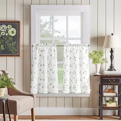 CHF Botanical Embroidery 2-pc. Rod Pocket Window Tier