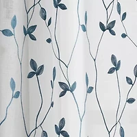 CHF Botanical Embroidery Rod Pocket Embroidered Sheer Set of 2 Curtain Panel