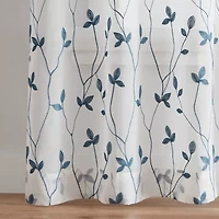 CHF Botanical Embroidery Rod Pocket Embroidered Sheer Set of 2 Curtain Panel