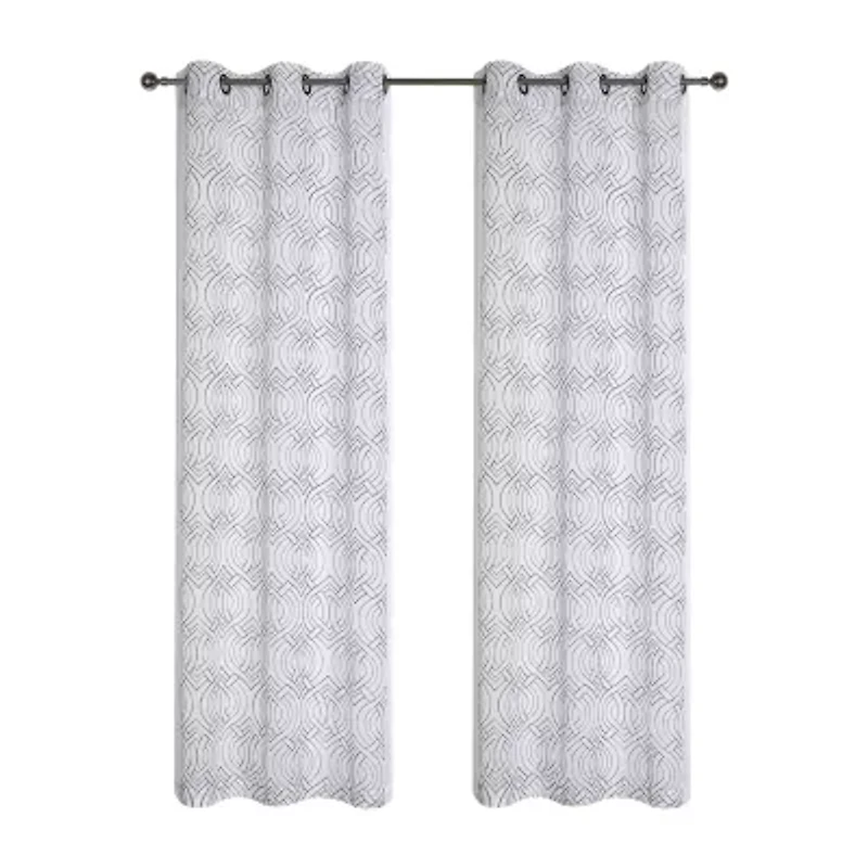 Regal Home Willa Grommet Top Embroidered Sheer Set of 2 Curtain Panel