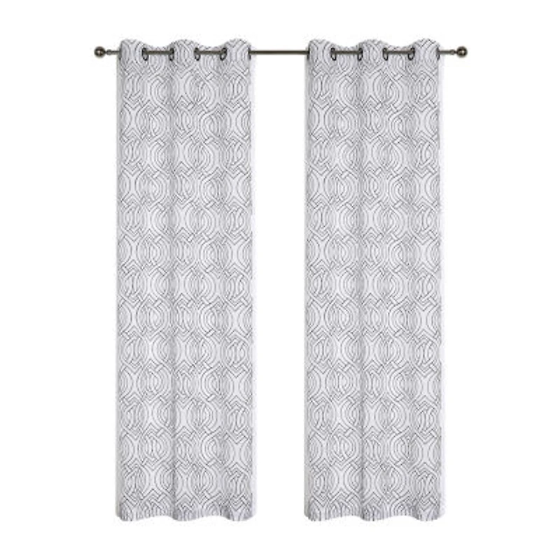 Regal Home Willa Grommet Top Embroidered Sheer Set of 2 Curtain Panel
