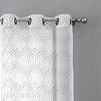 Regal Home Willa Grommet Top Embroidered Sheer Set of 2 Curtain Panel