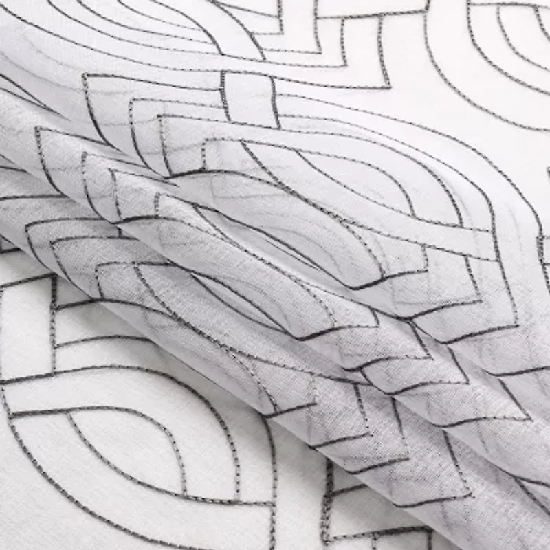 Regal Home Willa Grommet Top Embroidered Sheer Set of 2 Curtain Panel