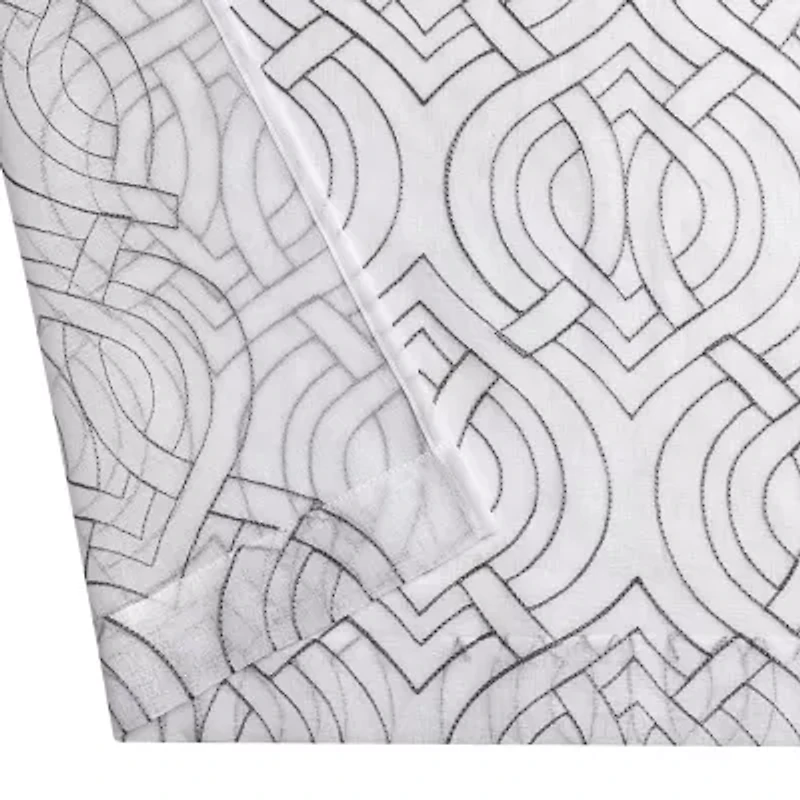 Regal Home Willa Grommet Top Embroidered Sheer Set of 2 Curtain Panel