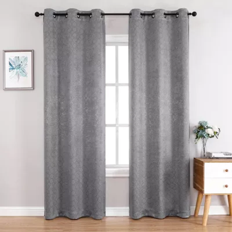 Regal Home Tobias Grommet Top Energy Saving Embossed Blackout Set of 2 Curtain Panel