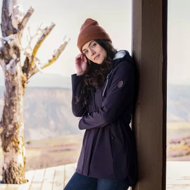 Free Country Womens Hooded Water Resistant Easy-on + Easy-off Lightweight Softshell Jacket