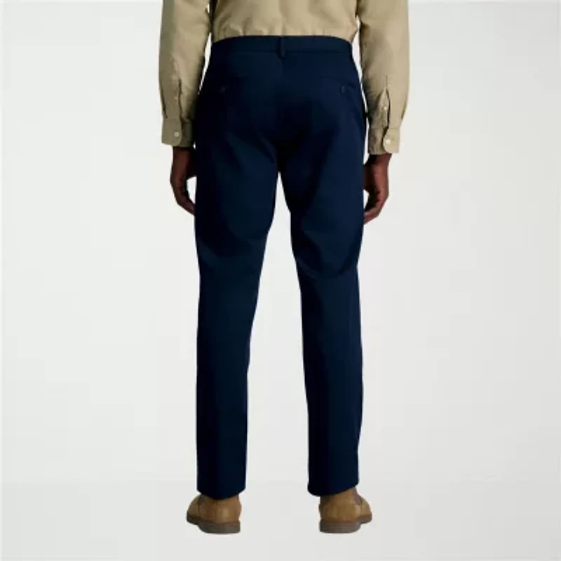 Haggar Wrinkle Free Performance Khaki Mens Comfort Waistband Straight Fit Flat Front Pant