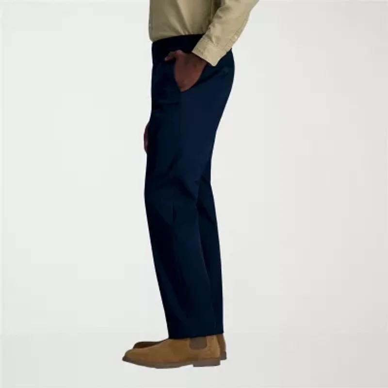 Haggar Wrinkle Free Performance Khaki Mens Comfort Waistband Straight Fit Flat Front Pant