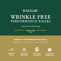 Haggar Wrinkle Free Performance Khaki Mens Comfort Waistband Straight Fit Flat Front Pant