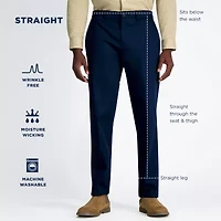 Haggar Wrinkle Free Performance Khaki Mens Comfort Waistband Straight Fit Flat Front Pant