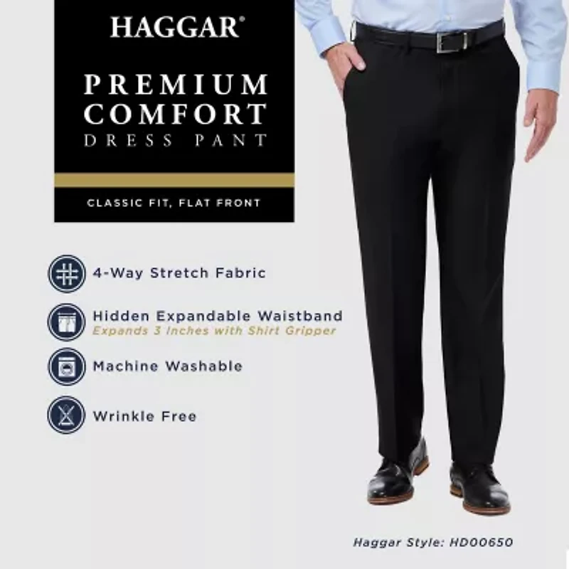 Haggar Premium Comfort Mens Classic Fit Dress Flat Front Pant