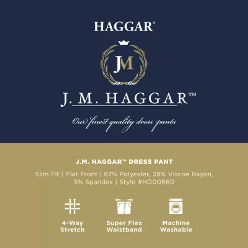 Haggar JMH Mens Slim Fit Dress Flat Front Pant