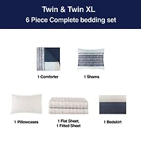 Home Expressions Mercer Stripes Complete Bedding Set With Sheets