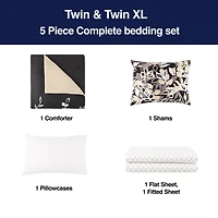 Home Expressions Casey Leaves Complete Bedding Set with Sheets