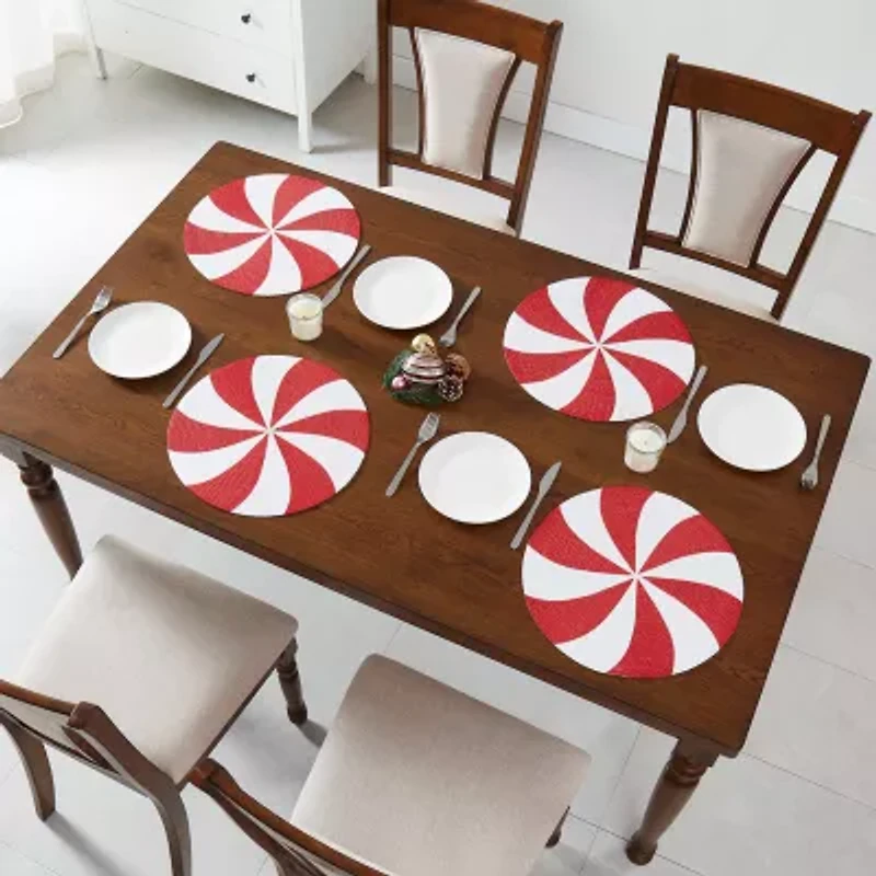 Avanti Peppermint Holiday Round 4-pc. Placemat
