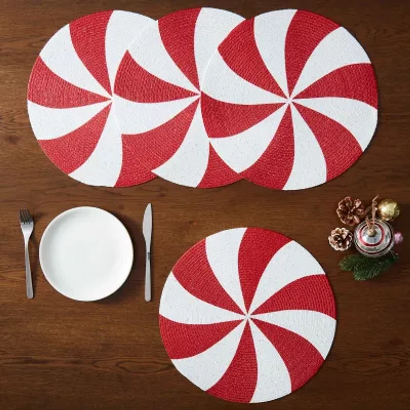 Avanti Peppermint Holiday Round 4-pc. Placemat