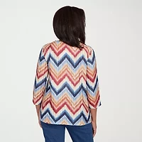 Alfred Dunner Sunset Canyon Womens Crew Neck 3/4 Sleeve T-Shirt
